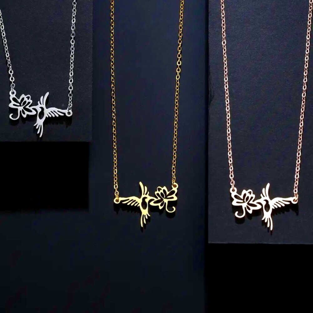 ⚜️𝟯𝟬%𝗢𝗙𝗙 𝗯𝘂𝗻𝗱𝗹𝗲𝘀 𝟯+⚜️ NEW Hummingbird Charm Stainless Steel Necklace - Picture 4 of 8